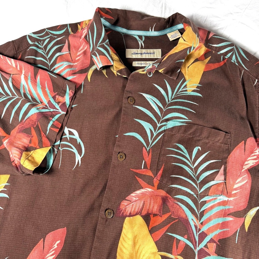 Tommy Bahama Camp Shirt The Frond Tier 100% Silk Men's Size XL